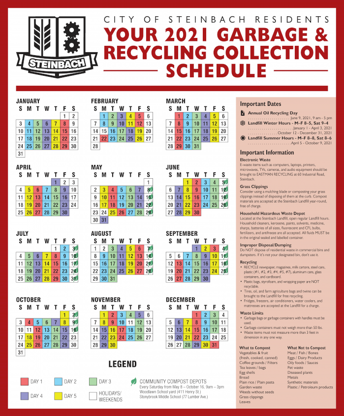 2021 Residential Garbage & Recycling Schedule