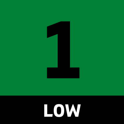 The number 1 on a green background with the word