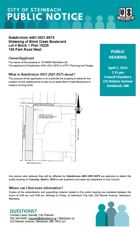 Screenshot of Page 1 of the Public Notice regarding Subdivision 4451-2021-8575.