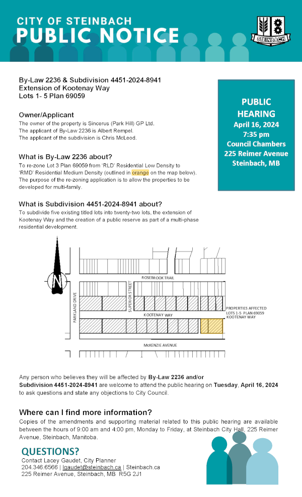 Screenshot of Page 1 of the Public Notice regarding By-Law 2236 & Subdivision 4451-2024 -8941.
