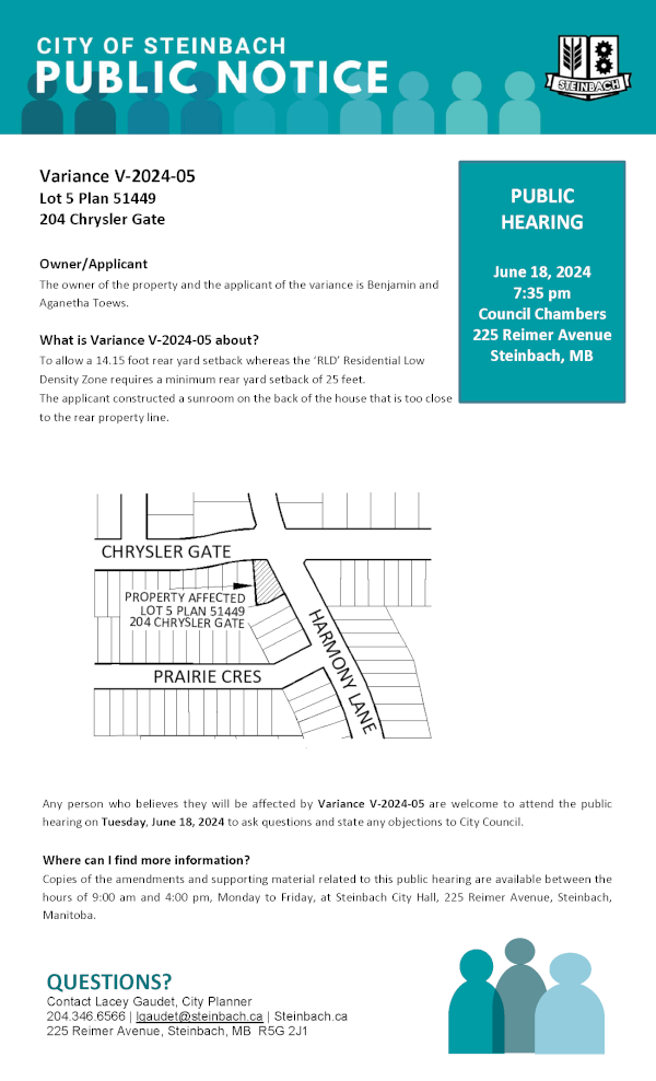 Page 1 of the Public Notice regarding Variance V-2024-05.