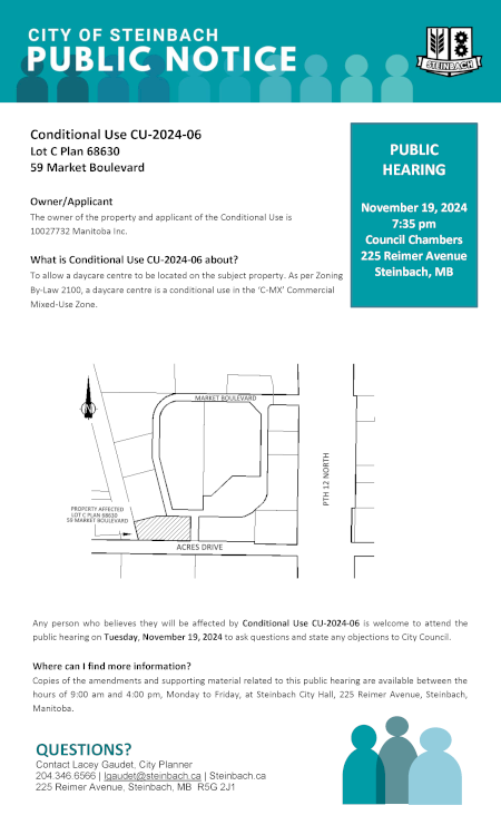 Page 1 of the Public Notice regarding Conditional Use CU-2024-06. Linked to document.