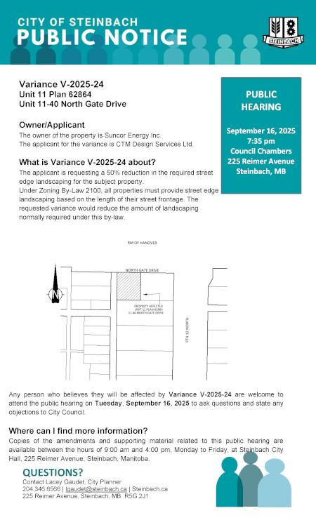 Page 1 of the Public Notice outlining Variance V-2025-24 (linked to file).