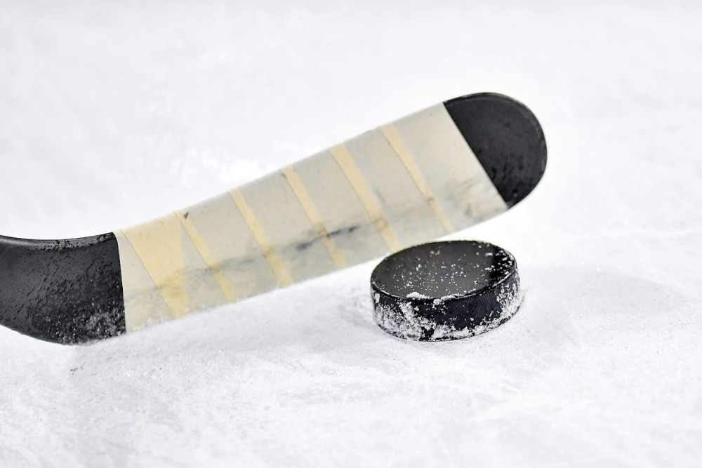 Hockey stick and puck.