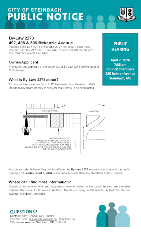 Page 1 of the Public Notice outlining By-Law 2273 (linked to file).