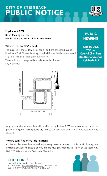Page 1 of the Public Notice outlining By-Law 2279 (linked to file).